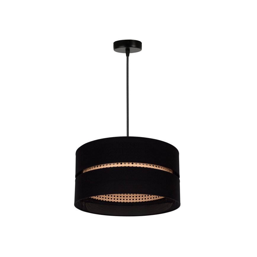 Duolla - Підвісна люстра DUO 1xE27/15W/230V діаметр 40 см чорний/ротанґ