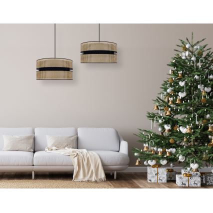 Duolla - Підвісна люстра DUO 1xE27/15W/230V діаметр 40 см ротанґ/чорний