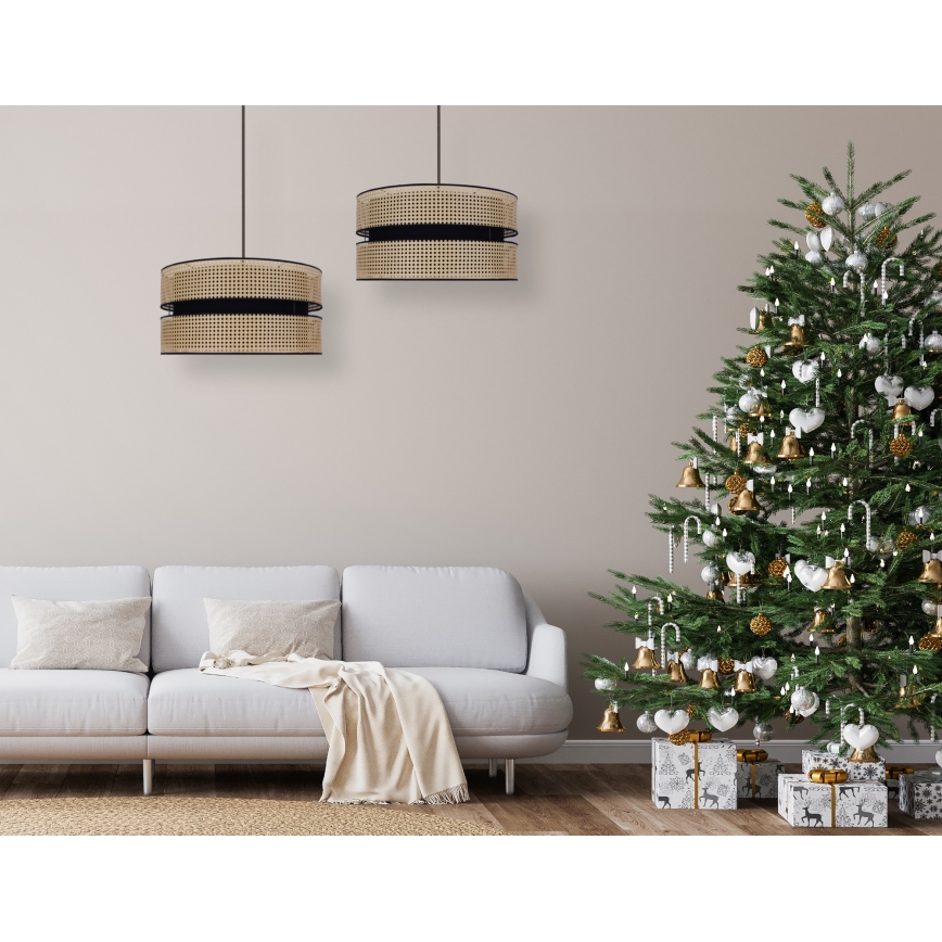 Duolla - Підвісна люстра DUO 1xE27/15W/230V діаметр 40 см ротанґ/чорний
