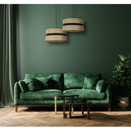 Duolla - Підвісна люстра DUO 1xE27/15W/230V діаметр 40 см ротанґ/чорний