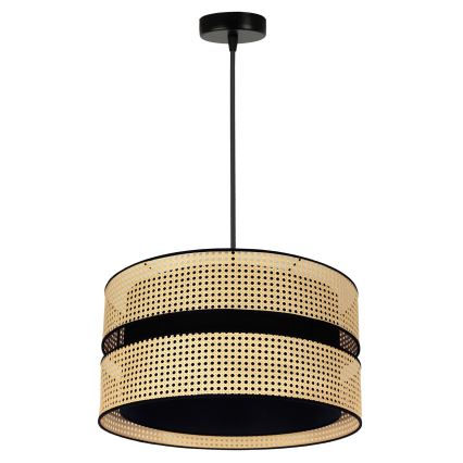 Duolla - Підвісна люстра DUO 1xE27/15W/230V діаметр 40 см ротанґ/чорний