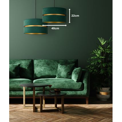 Duolla - Підвісна люстра DUO 1xE27/15W/230V діаметр 40 см зелений/золотий