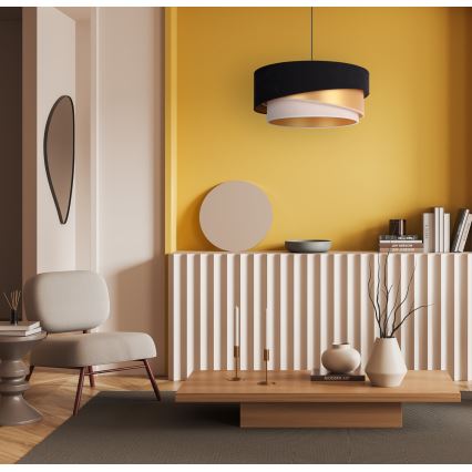 Duolla - Підвісна люстра KOBO 1xE27/15W/230V діаметр 45 см чорний/золотий/кремовий