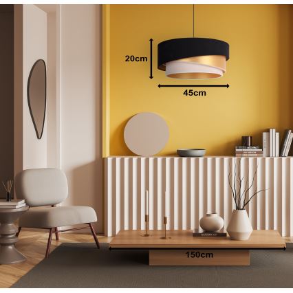 Duolla - Підвісна люстра KOBO 1xE27/15W/230V діаметр 45 см чорний/золотий/кремовий