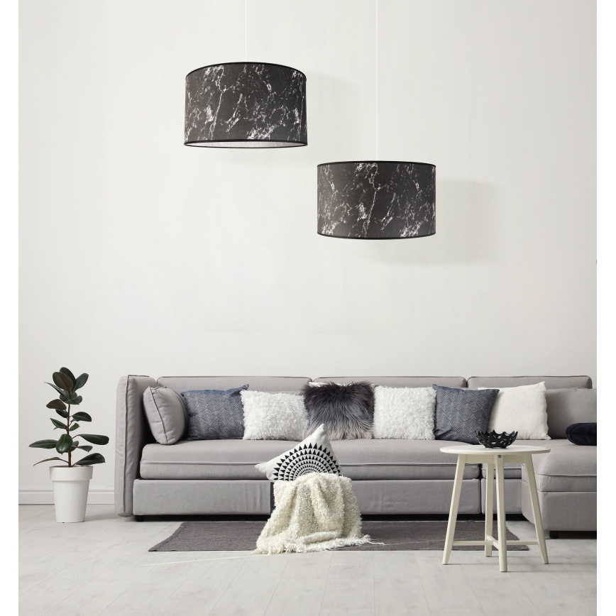 Duolla - Підвісна люстра MARBLE 1xE27/40W/230V діаметр 45 см чорний/білий