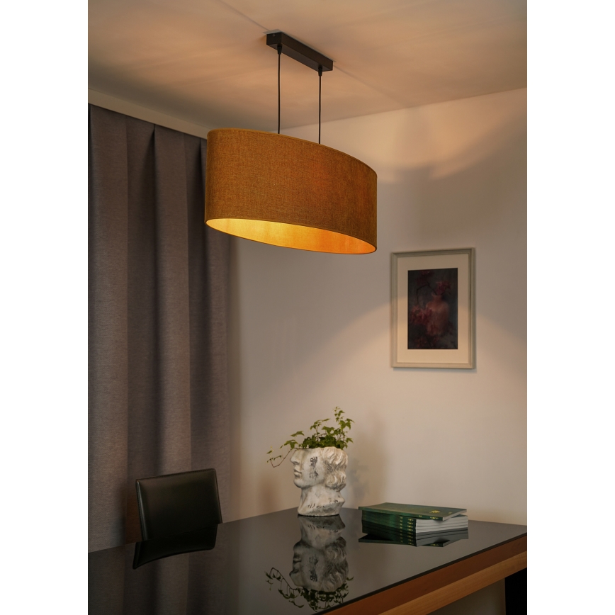 Duolla - Підвісна люстра OVAL 2xE27/15W/230V коричневий