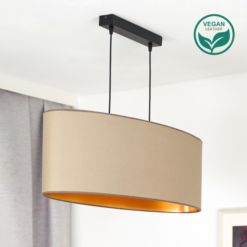 Duolla - Підвісна люстра OVAL VEGAN 2xE27/15W/230V бежевий