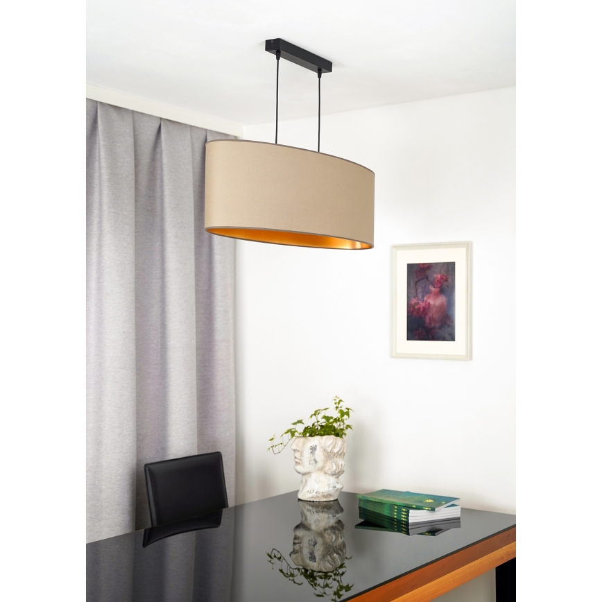 Duolla - Підвісна люстра OVAL VEGAN 2xE27/15W/230V бежевий