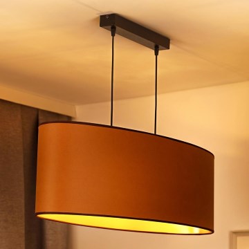 Duolla - Підвісна люстра OVAL VEGAN 2xE27/15W/230V коричневий