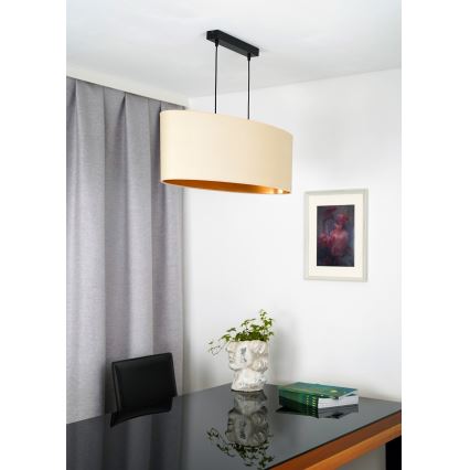 Duolla - Підвісна люстра OVAL VEGAN 2xE27/15W/230V кремовий