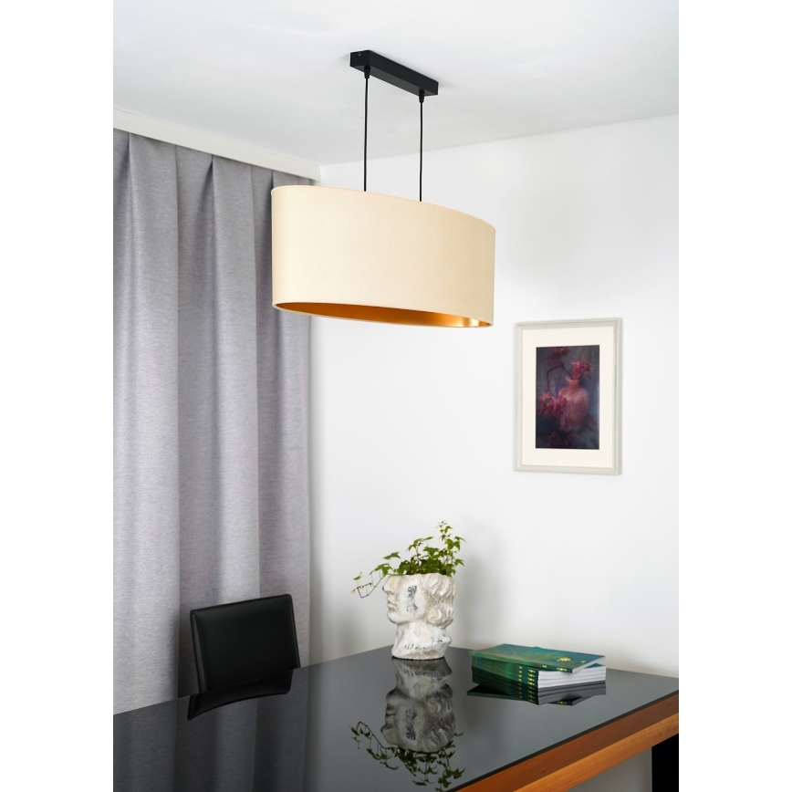 Duolla - Підвісна люстра OVAL VEGAN 2xE27/15W/230V кремовий