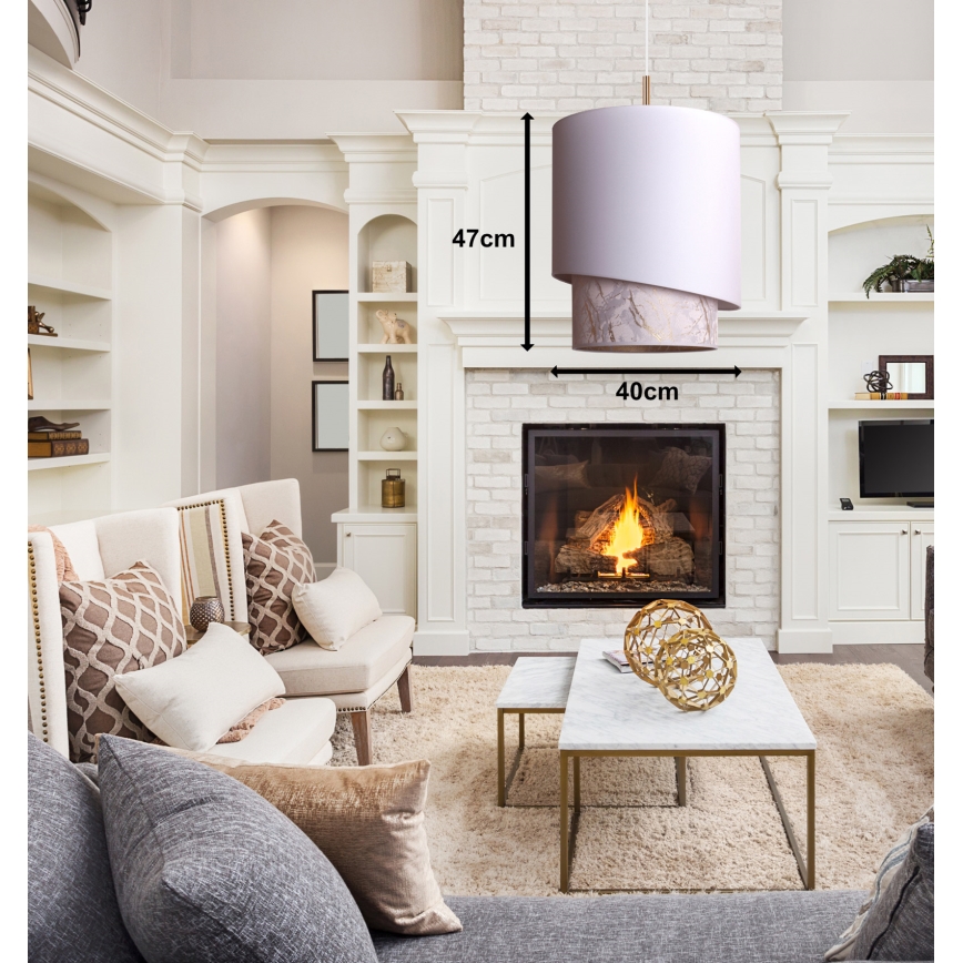 Duolla - Підвісна люстра PARIS 1xE27/15W/230V діаметр 40 см білий/бежевий