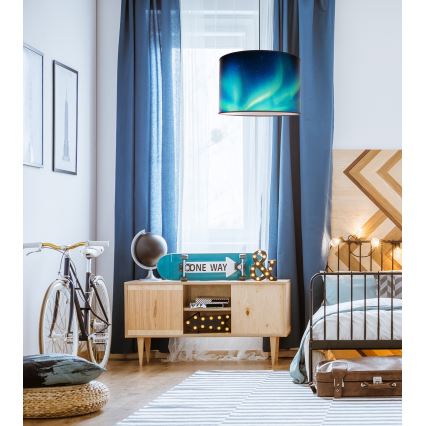 Duolla - Підвісна люстра PRINT L 1xE27/40W/230V діаметр 45 см чорний/бірюзовий