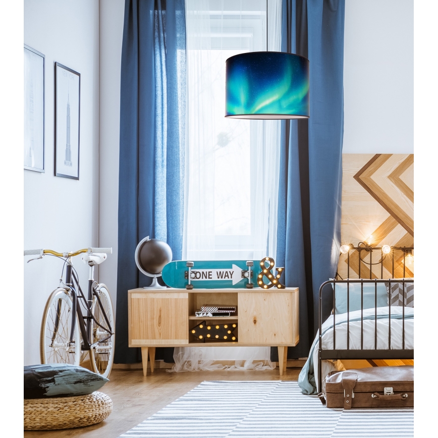 Duolla - Підвісна люстра PRINT L 1xE27/40W/230V діаметр 45 см чорний/бірюзовий