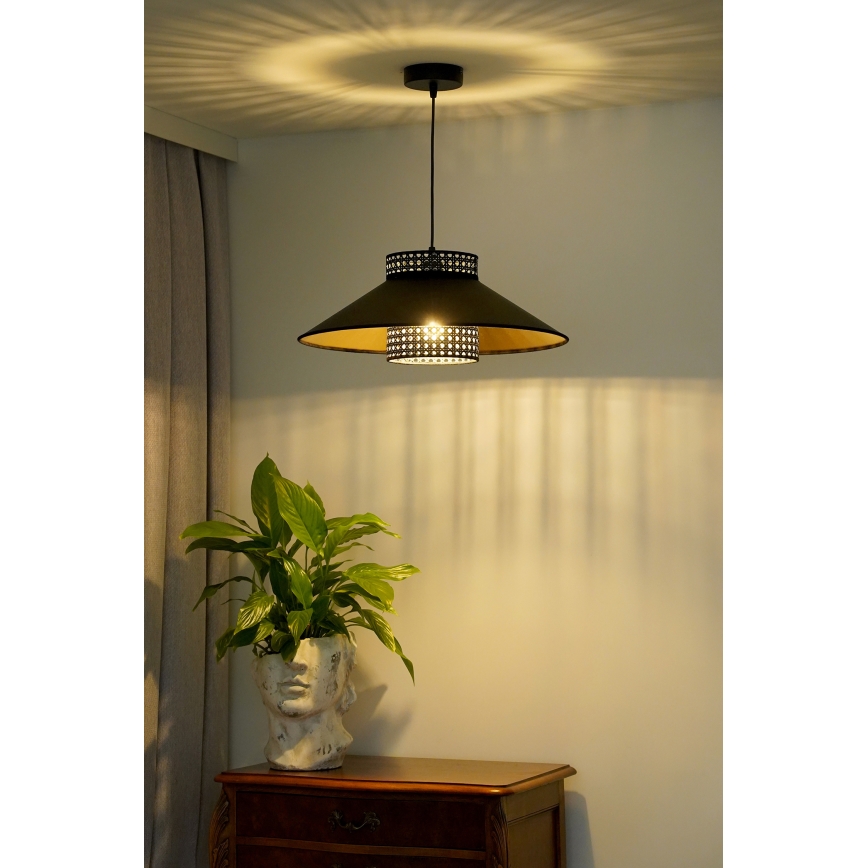 Duolla - Підвісна люстра RIO RATTAN 1xE27/15W/230V діаметр 45 см чорний/золотий