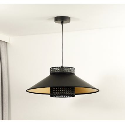 Duolla - Підвісна люстра RIO RATTAN 1xE27/15W/230V діаметр 45 см чорний/золотий