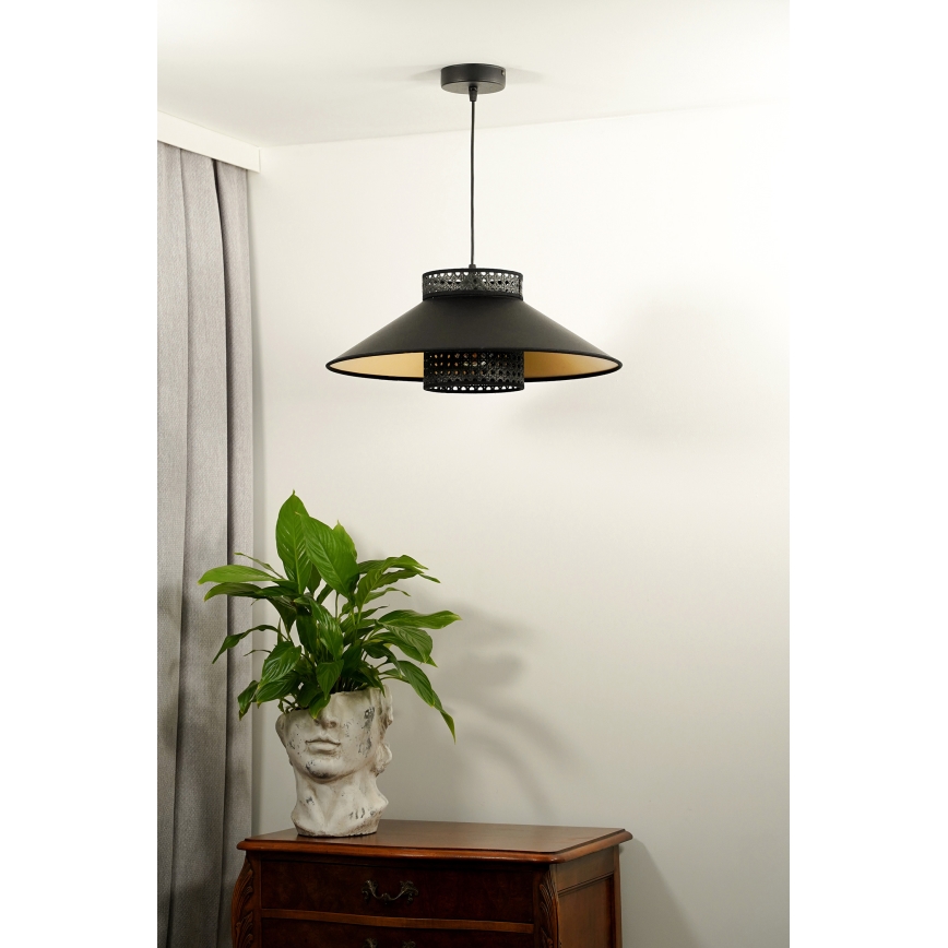 Duolla - Підвісна люстра RIO RATTAN 1xE27/15W/230V діаметр 45 см чорний/золотий