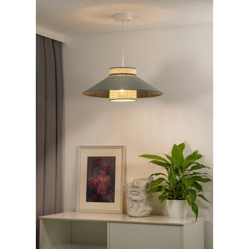 Duolla - Підвісна люстра RIO RATTAN 1xE27/15W/230V діаметр 45 см зелений/ротанґ