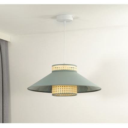 Duolla - Підвісна люстра RIO RATTAN 1xE27/15W/230V діаметр 45 см зелений/ротанґ