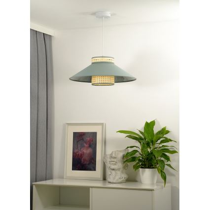 Duolla - Підвісна люстра RIO RATTAN 1xE27/15W/230V діаметр 45 см зелений/ротанґ
