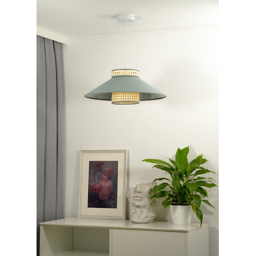 Duolla - Підвісна люстра RIO RATTAN 1xE27/15W/230V діаметр 45 см зелений/ротанґ