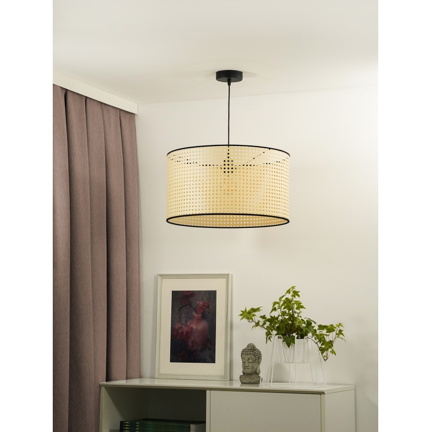 Duolla - Підвісна люстра ROLLER 1xE27/15W/230V діаметр 45 см ротанґ/чорний