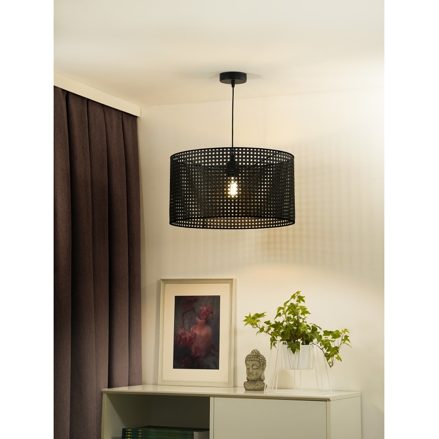Duolla - Підвісна люстра ROLLER RATTAN 1xE27/15W/230V діаметр 45 см чорний