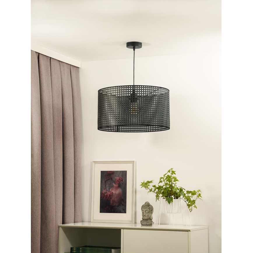 Duolla - Підвісна люстра ROLLER RATTAN 1xE27/15W/230V діаметр 45 см чорний