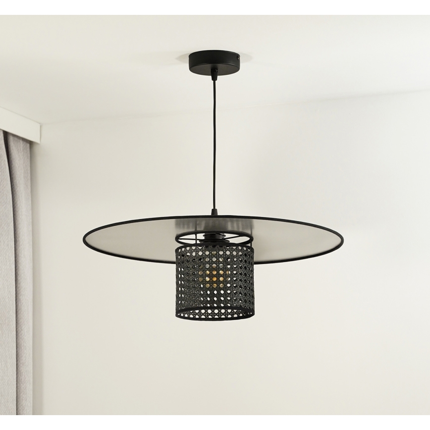 Duolla - Підвісна люстра TOKYO RATTAN 1xE27/15W/230V діаметр 50 см чорний/срібний