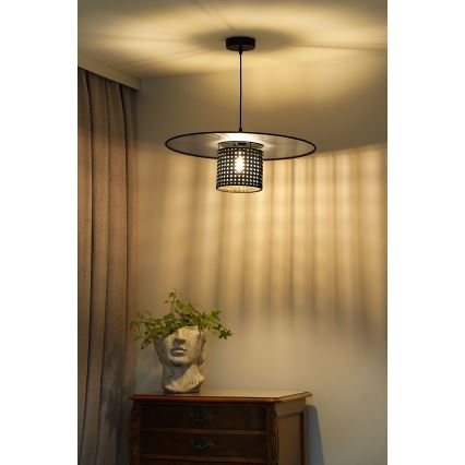 Duolla - Підвісна люстра TOKYO RATTAN 1xE27/15W/230V діаметр 50 см чорний/срібний