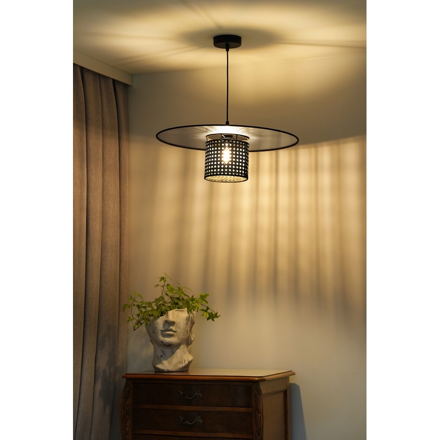 Duolla - Підвісна люстра TOKYO RATTAN 1xE27/15W/230V діаметр 50 см чорний/срібний