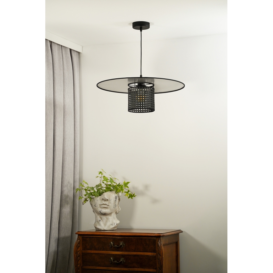 Duolla - Підвісна люстра TOKYO RATTAN 1xE27/15W/230V діаметр 50 см чорний/срібний