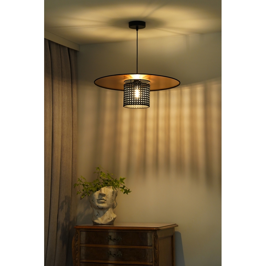Duolla - Підвісна люстра TOKYO RATTAN 1xE27/15W/230V діаметр 50 см золотий/чорний