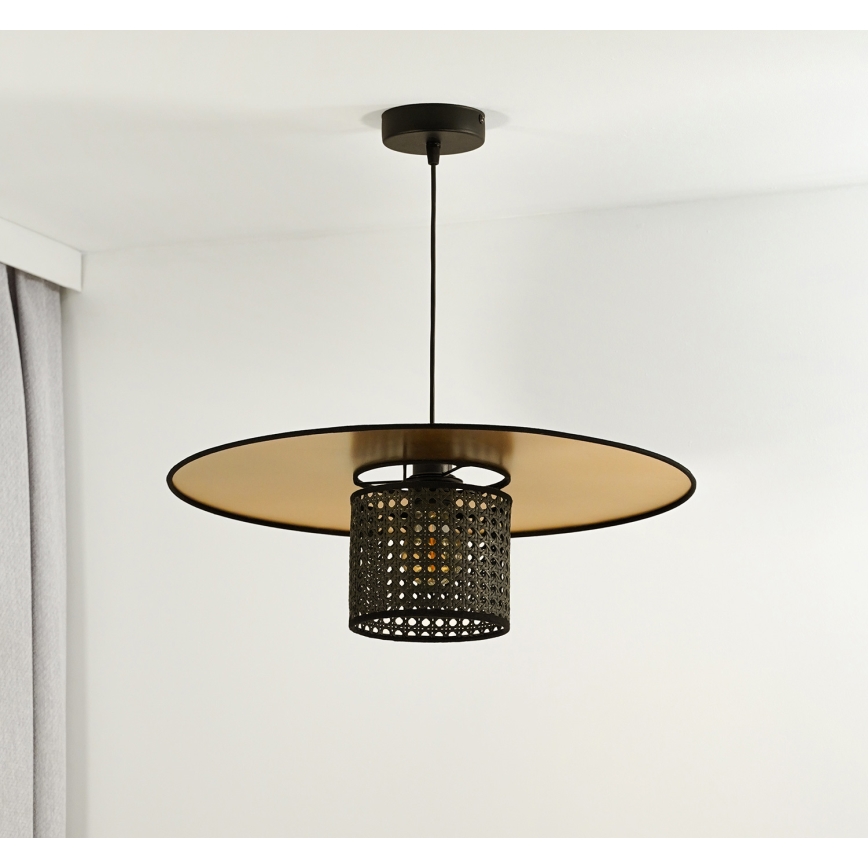 Duolla - Підвісна люстра TOKYO RATTAN 1xE27/15W/230V діаметр 50 см золотий/чорний