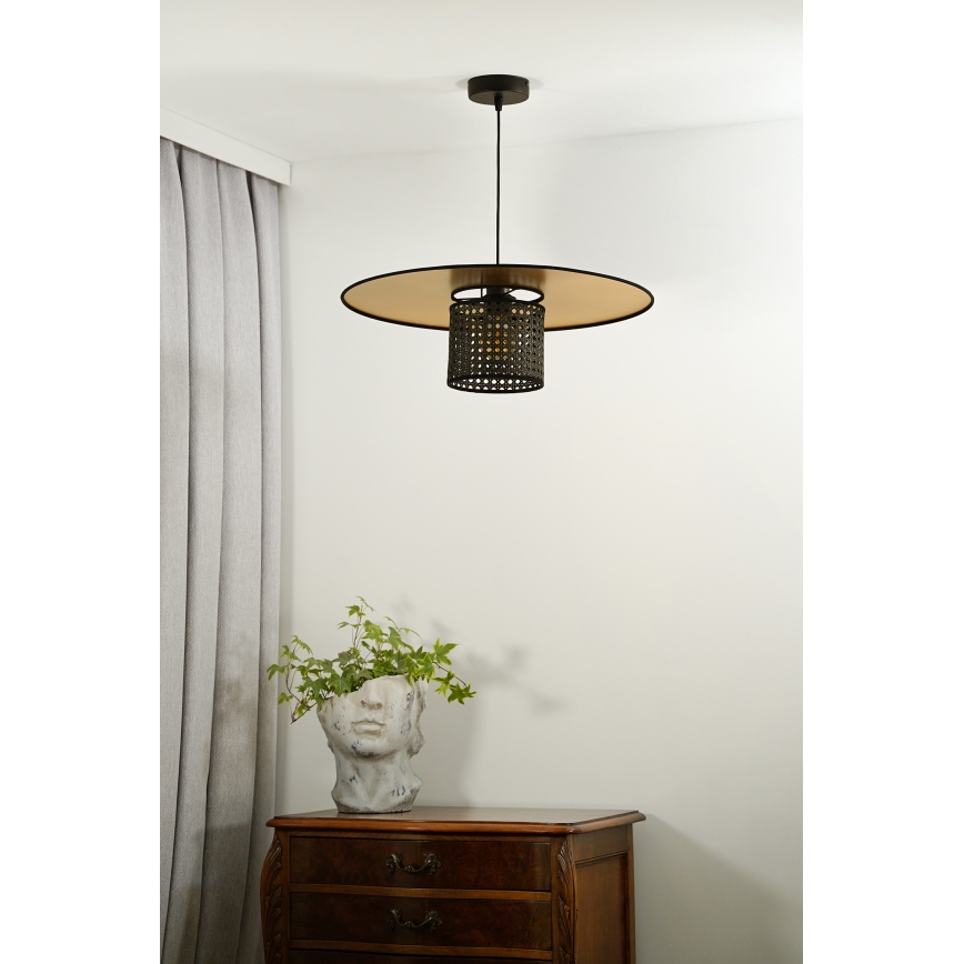 Duolla - Підвісна люстра TOKYO RATTAN 1xE27/15W/230V діаметр 50 см золотий/чорний