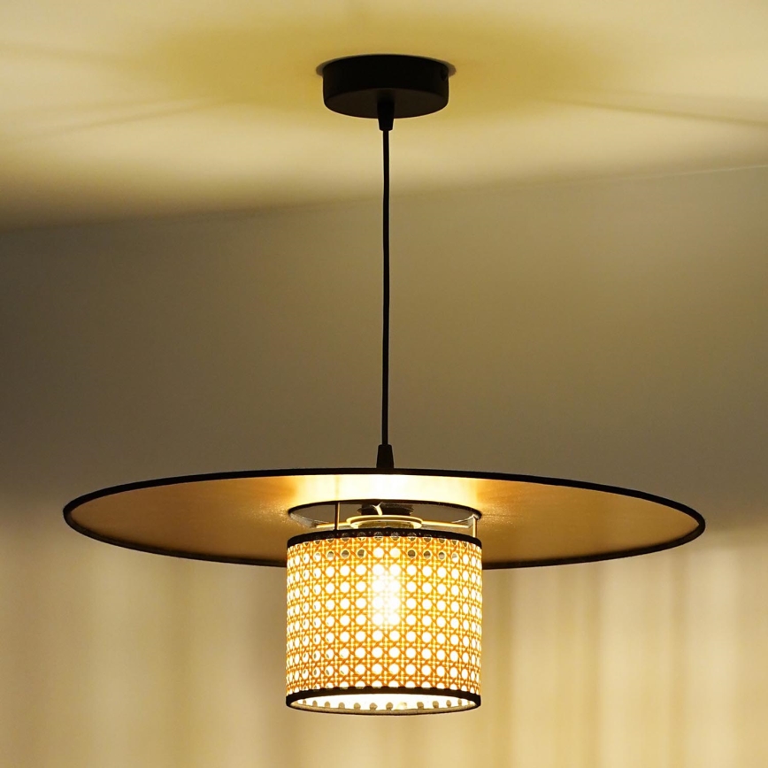 Duolla - Підвісна люстра TOKYO RATTAN 1xE27/15W/230V діаметр 50 см золотий/ротанґ