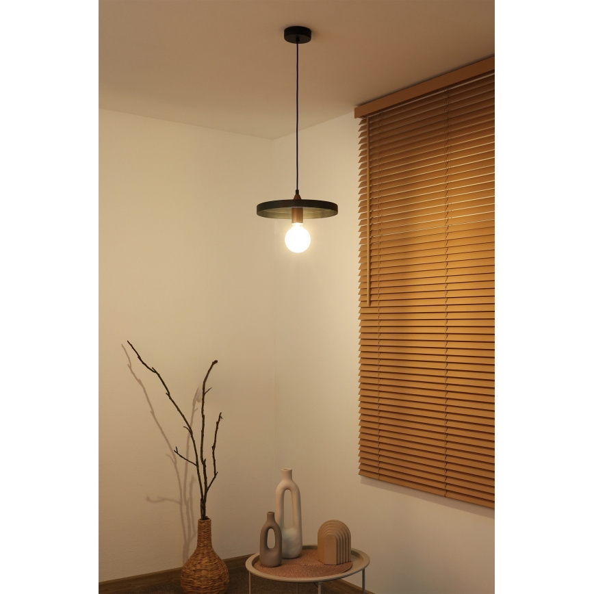 Дуолла - Підвісний світильник на шнурі АЙРОНЛАЙН 1xE27/15W/230V діаметр 30 см чорний/мідний