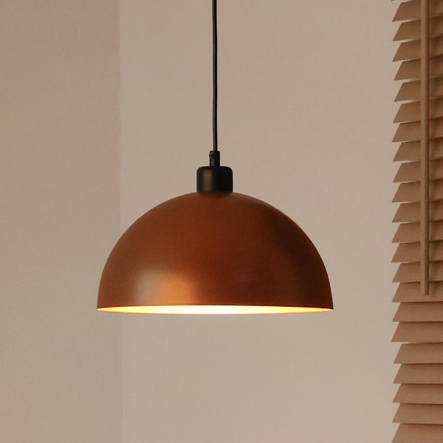 Дуолла - Підвісний світильник на тросі АЙРОНЛАЙН 1xE27/15W/230V діаметр 27 см мідний/чорний