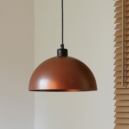 Дуолла - Підвісний світильник на тросі АЙРОНЛАЙН 1xE27/15W/230V діаметр 27 см мідний/чорний