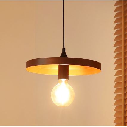 Duolla - Підвісний світильник на тросі IRONLINE 1xE27/15W/230V, діаметр 30 см, мідний/чорний