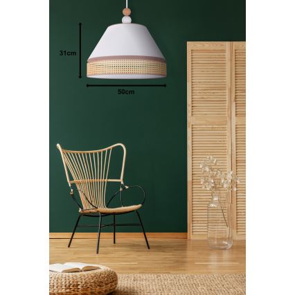 Duolla - Подвесная люстра AVIGNON 1xE27/15W/230V диаметр 50 см белый/ротанг