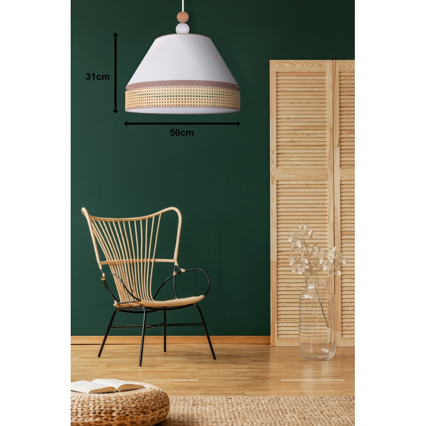 Duolla - Подвесная люстра AVIGNON 1xE27/15W/230V диаметр 50 см белый/ротанг