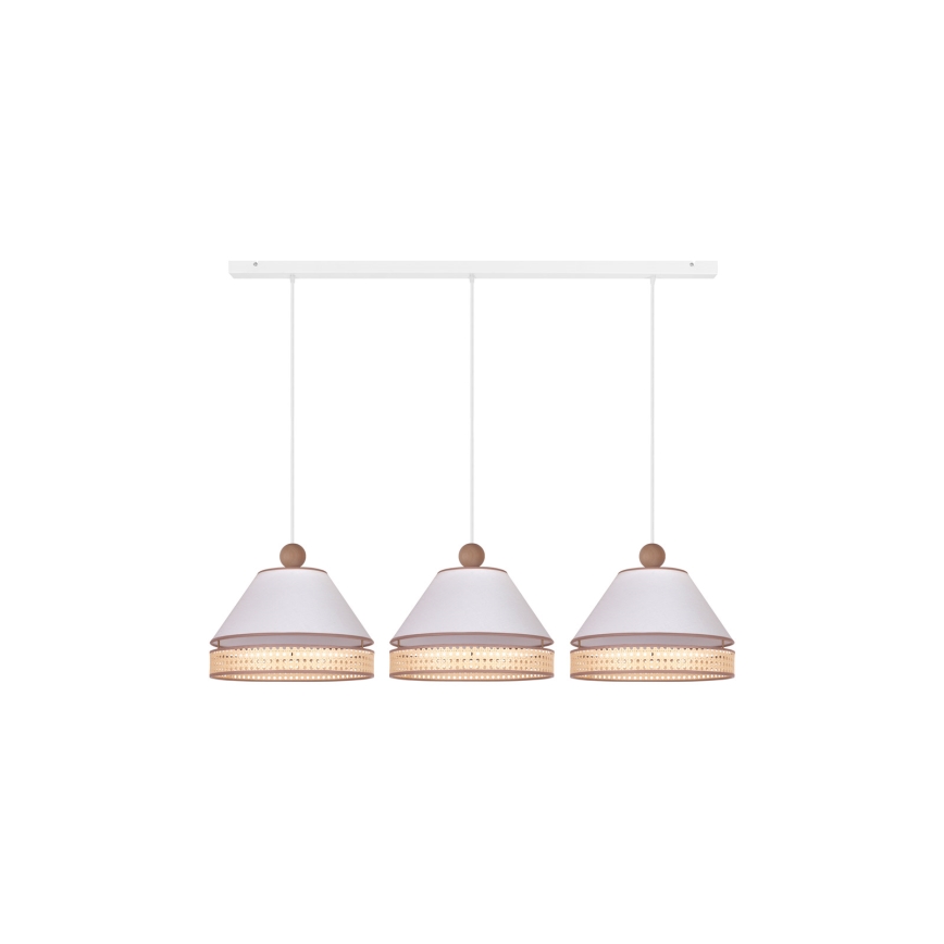 Duolla - Подвесная люстра AVIGNON 3xE27/15W/230V белый/ротанг