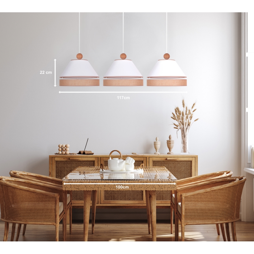 Duolla - Подвесная люстра AVIGNON 3xE27/15W/230V белый/коричневый