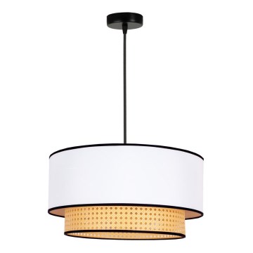Duolla - Подвесная люстра BOHO 1xE27/15W/230V диаметр 45 см белый/ротанг