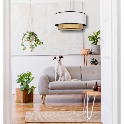 Duolla - Подвесная люстра BOHO 1xE27/15W/230V диаметр 45 см белый/ротанг
