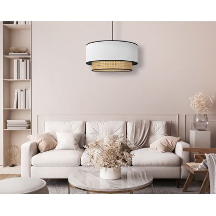 Duolla - Подвесная люстра BOHO 1xE27/15W/230V диаметр 45 см белый/ротанг