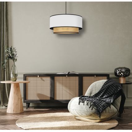 Duolla - Подвесная люстра BOHO 1xE27/15W/230V диаметр 45 см белый/ротанг