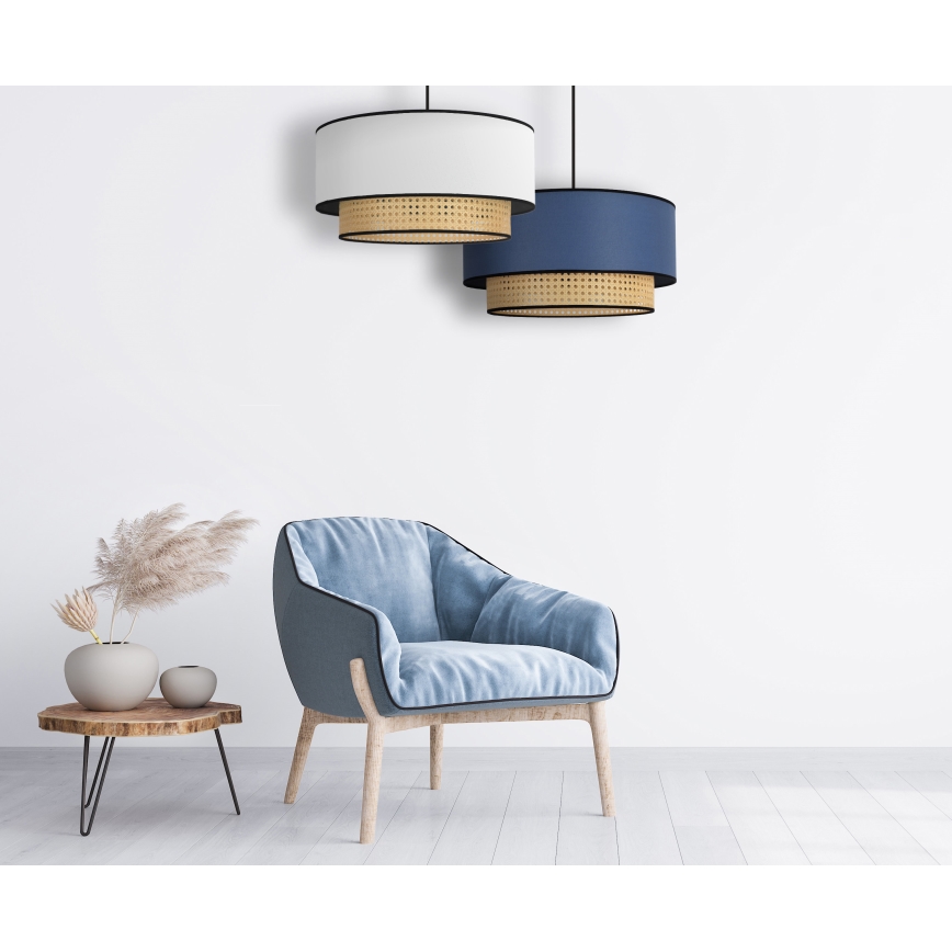 Duolla - Подвесная люстра BOHO 1xE27/15W/230V диаметр 45 см белый/ротанг