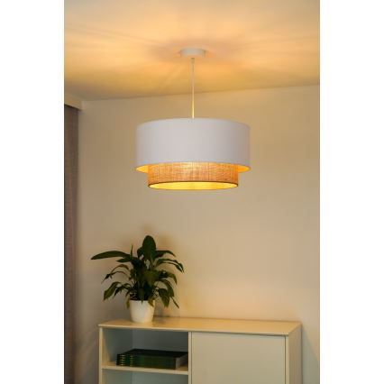 Duolla - Подвесная люстра BOHO 1xE27/15W/230V диаметр 45 см белый/коричневый